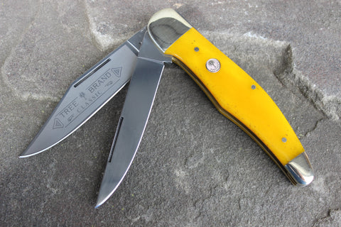 Böker Folding Hunter with smooth Yellow Bone handles  (BK2020YB)