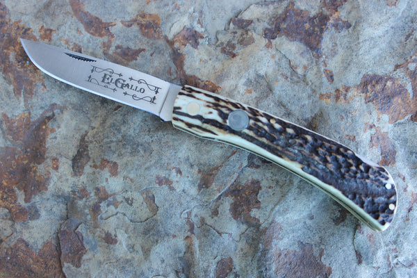 El Gallo EG99DSL Stag Handle Large Lockback D2 blade