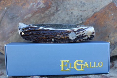 El Gallo EG99jrDSdam Stag Handle Clodbuster Damascus