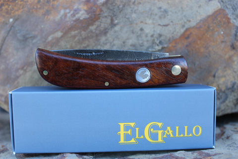 El Gallo EG99jrdam Wood Handle Clodbuster Damascus