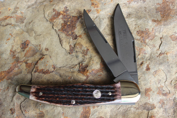 Böker Folding Hunter with Appaloosa Bone handles (BK2020AB)