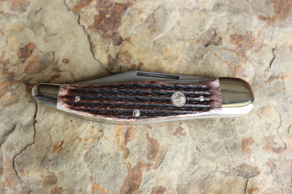 Böker Folding Hunter with Appaloosa Bone handles (BK2020AB)