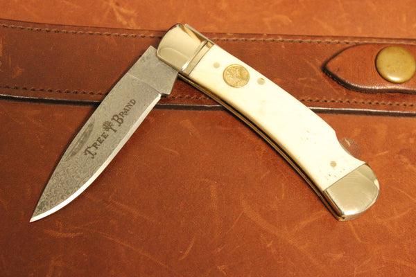 Böker Smooth White Bone Gentleman's Lockback w/ Damascus Blade (110251DAM)