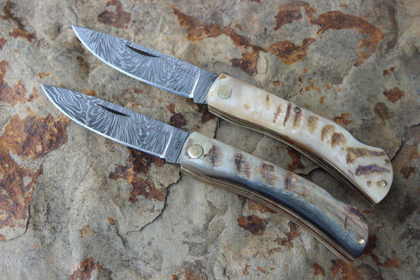 El Gallo EG99jrRHLdam Ram Horn Small Lockback Damascus