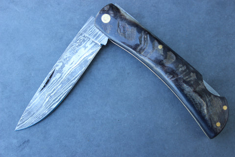 El Gallo EG99RHLdam Ram Horn Large Lockback Damascus