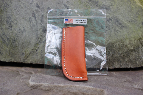 Large Open Top Belt Loop Vertical Mount Smooth Sheath - Tanned (27130)