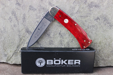 Böker Large Lockback with Smooth Red bone handles (BK1000SRB)