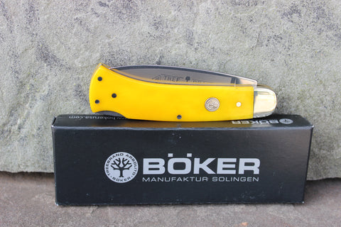 Böker Large Lockback with Smooth Yellow bone handles  (BK1000YB)