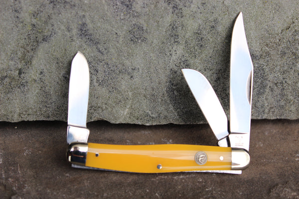 Hen & Rooster Yellow Stockman Stainless Steel Knife (413Y)