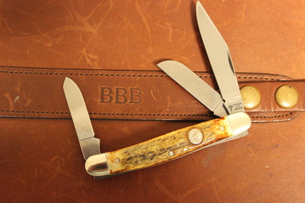 Vintage Boker Stainless Tree Brand 4474 Stockman Stag
