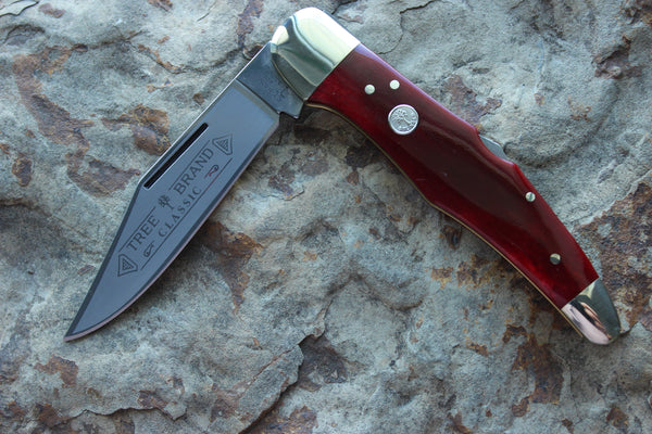 Böker Large Lockback Single Blade Hunter with Red Bone handles  (BK1011SRB)