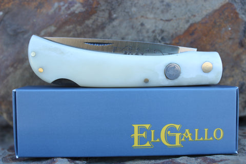 El Gallo EG99LB Smooth Bone Handle Large Lockback D2 blade