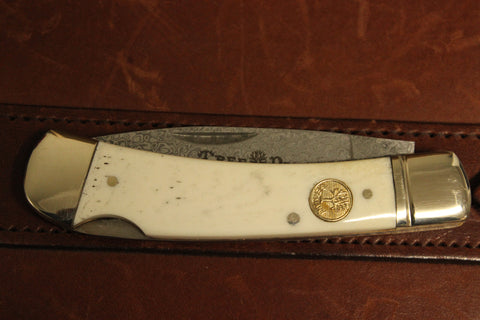Böker Smooth White Bone Gentleman's Lockback w/ Damascus Blade (110251DAM)